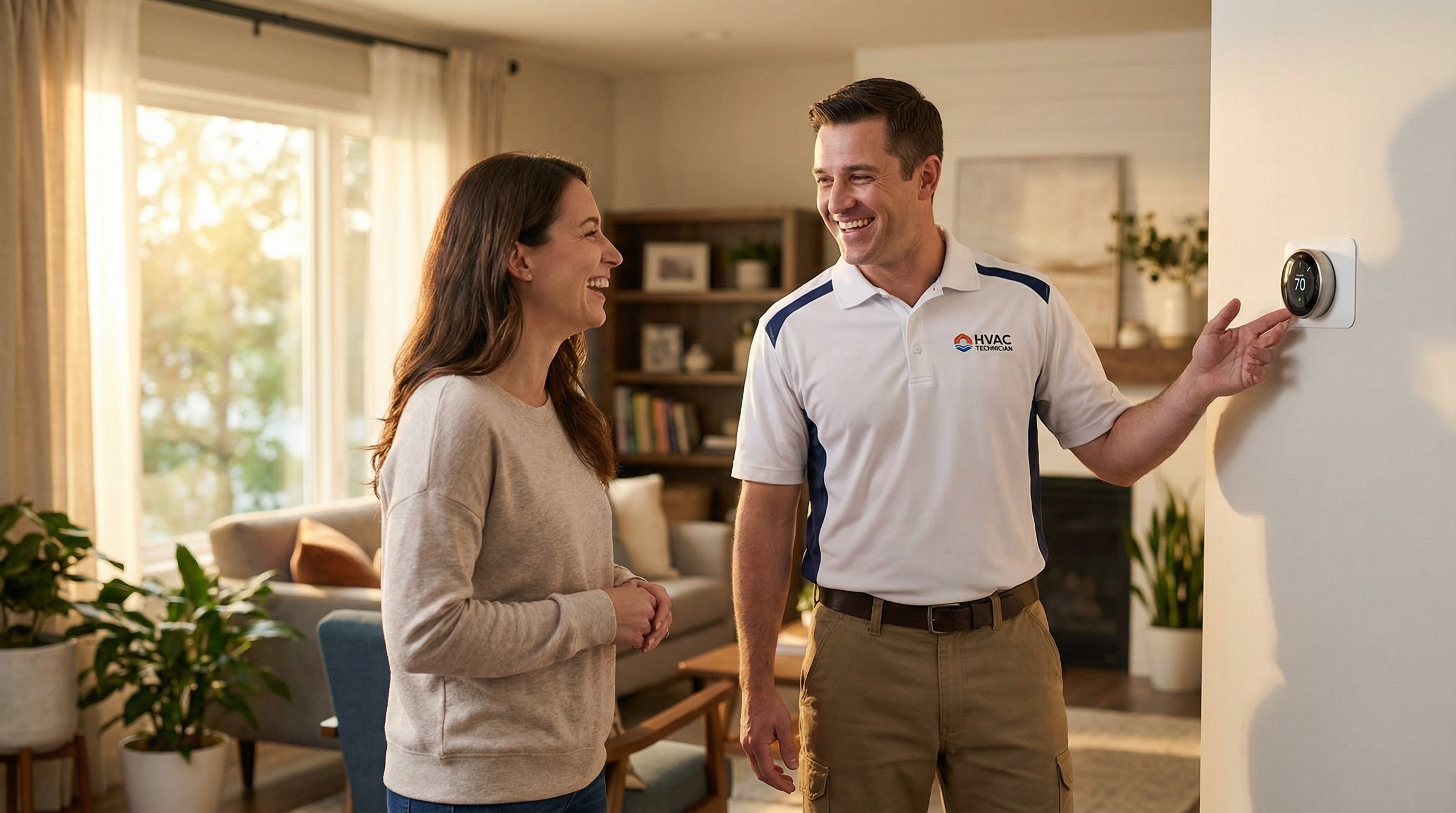 Technician interacting with homeowner